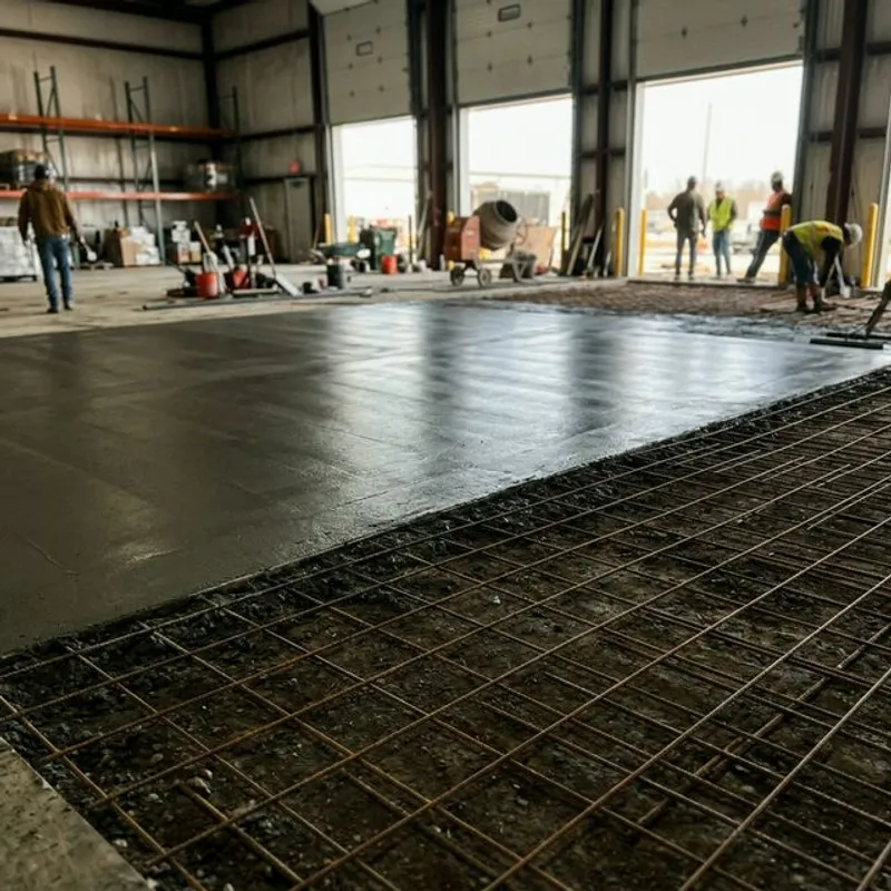 Commercial loading dock concrete installation in progress