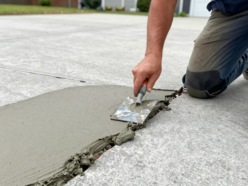 Concrete repair work in progress