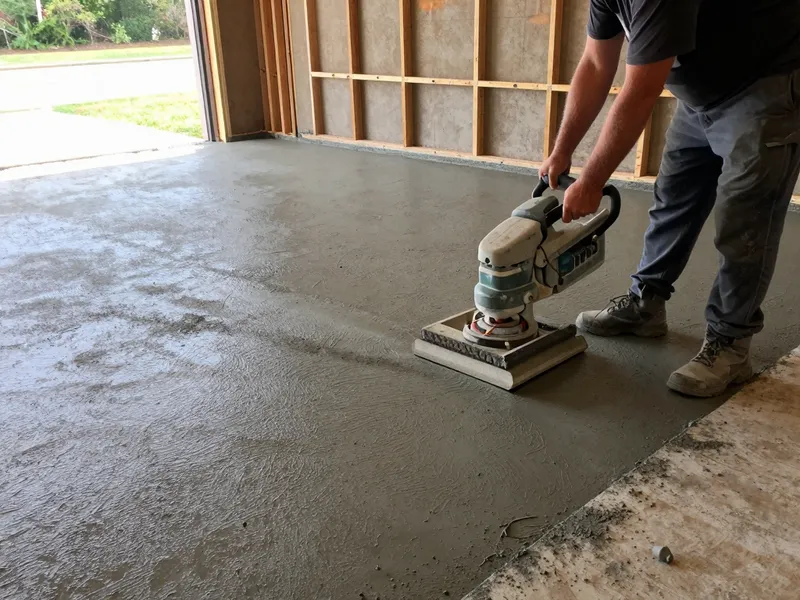 Garage floor installation in progress