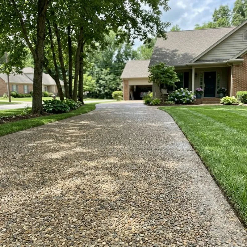 Exposed aggregate installation in progress