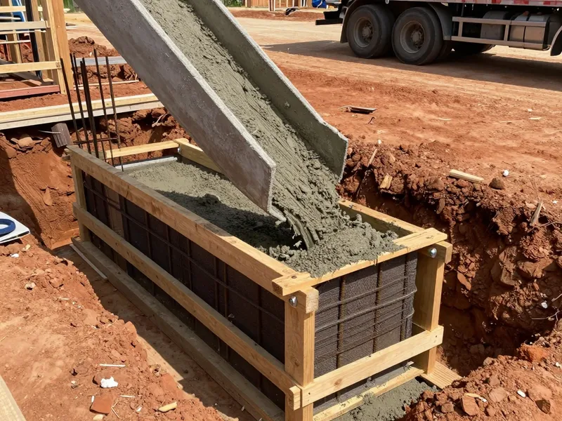 Foundation concrete pour in progress