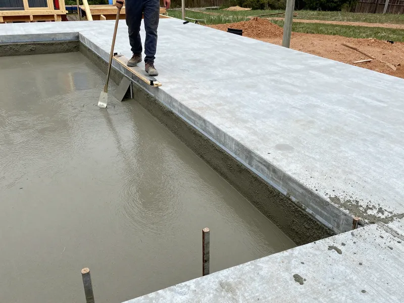 Pool deck installation in progress