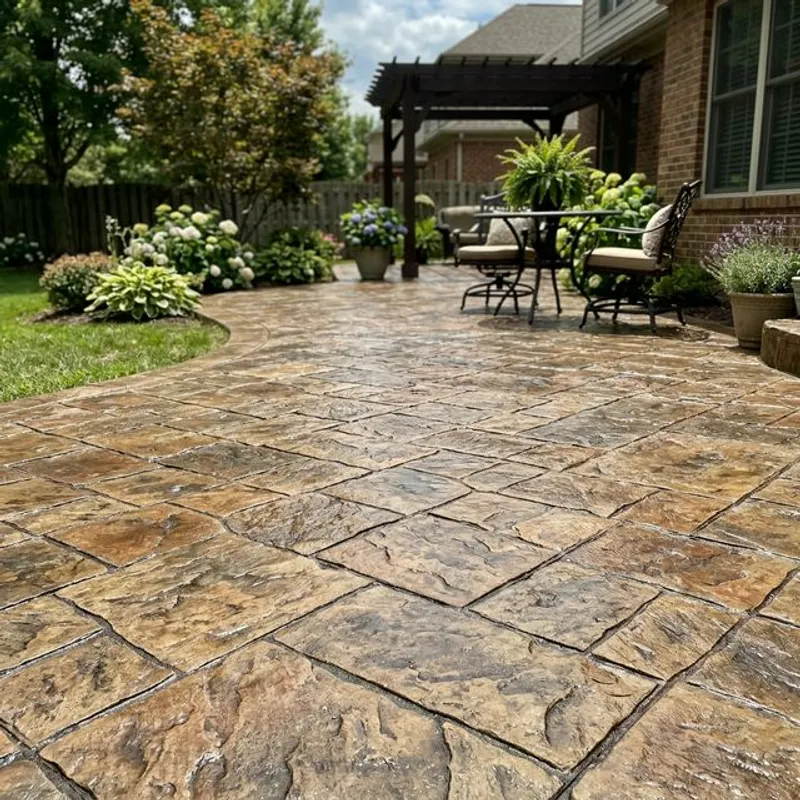 Professional stamped concrete installation in progress